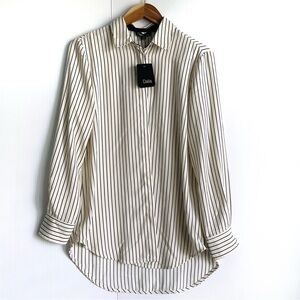 Dalia Women's Cream and Black Striped Button Down Shirt